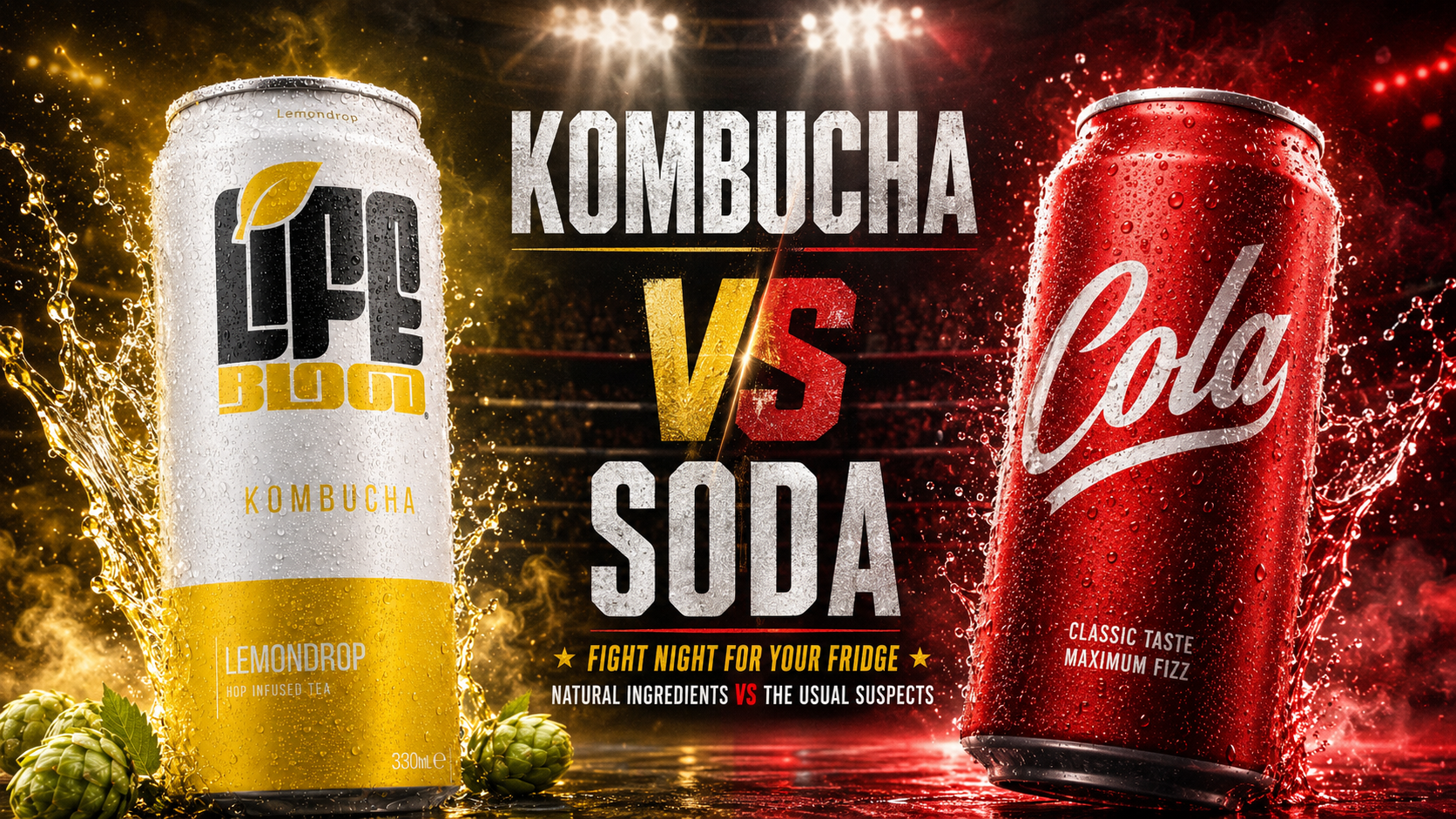 Life Blood kombucha can compared with a can of soda