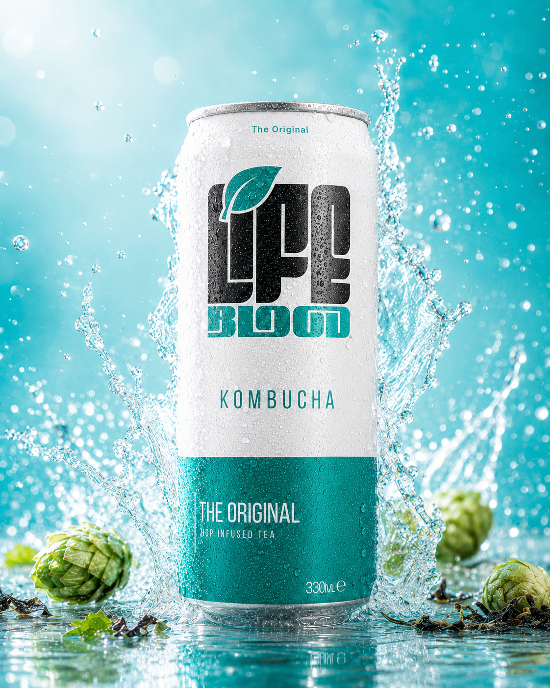 Life Blood The Original kombucha 330ml can with a fresh water splash and hops